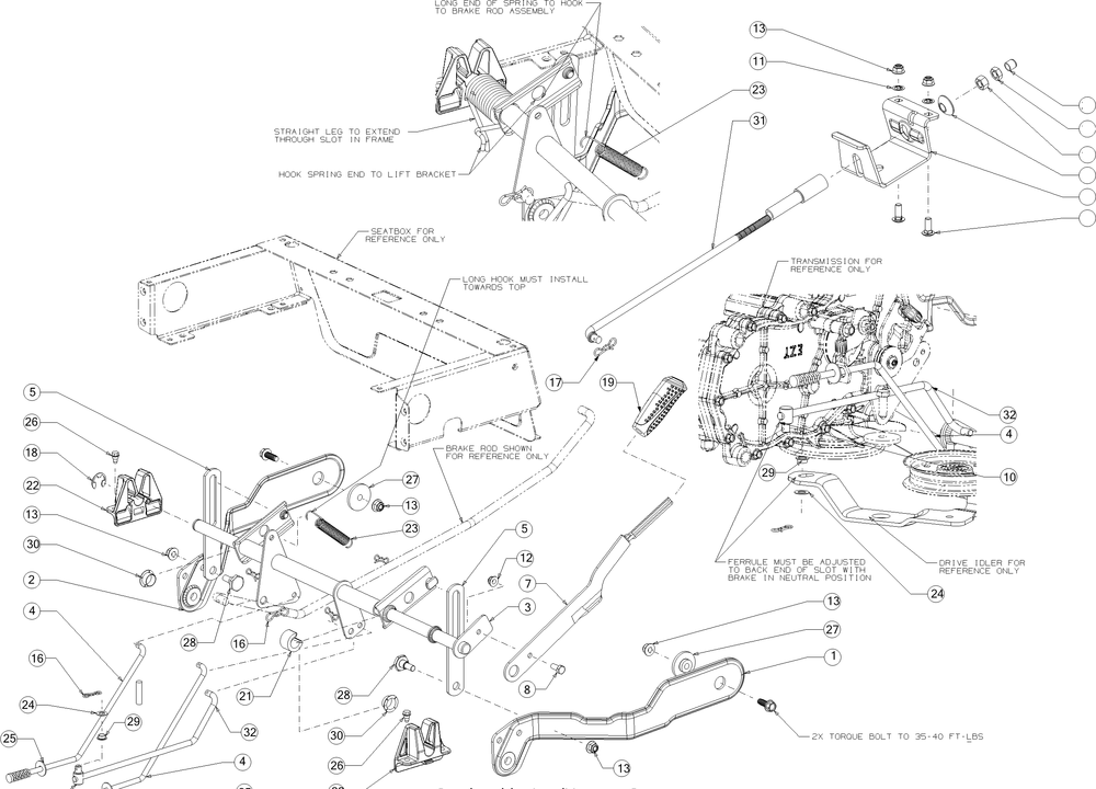 Deck Lift Diagram and Parts List for RZT-S54KH (17ARCBDA056)(2016) Cub Cadet Lawn Tractor
